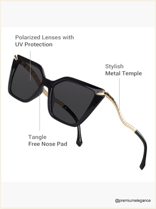 Retro Square Oversized Polarized Sunglasses Metal UV Protection main image 4